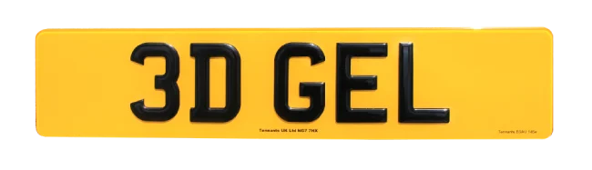 GEL Number Plate - Yellow Rear