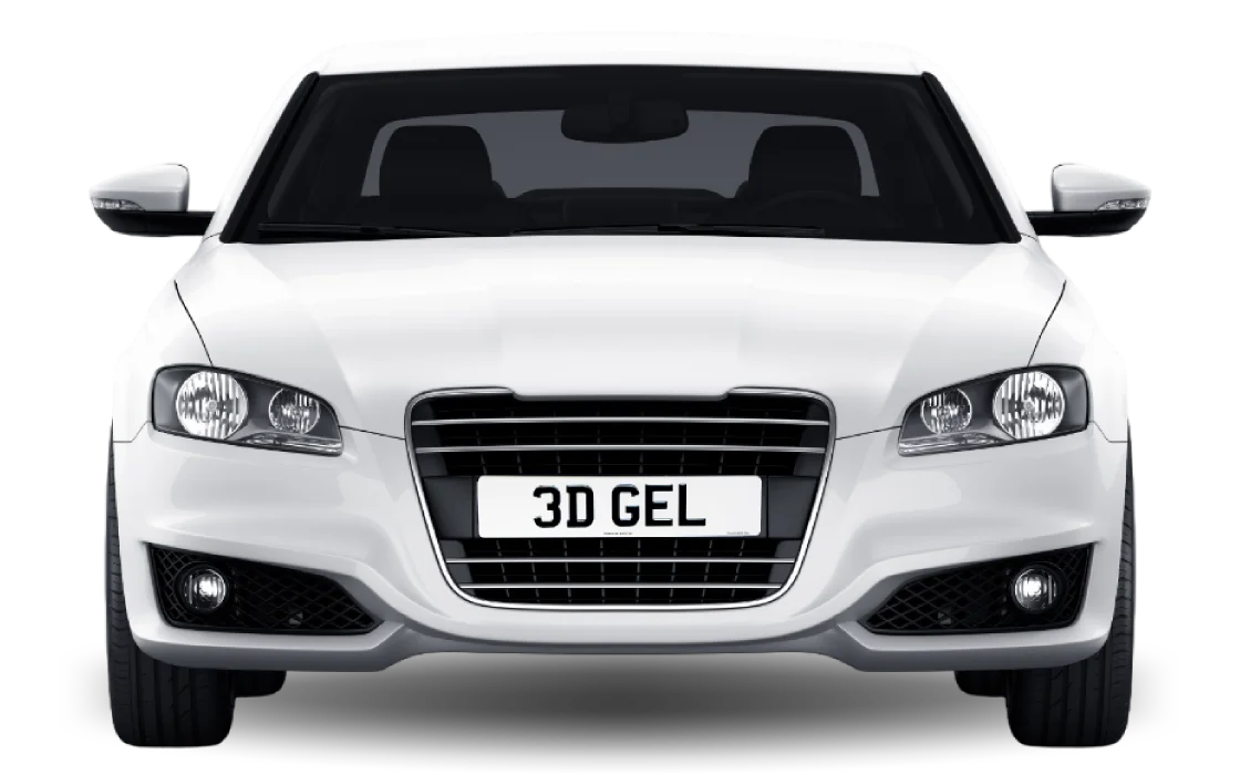 White CAR with GEL Number Plates